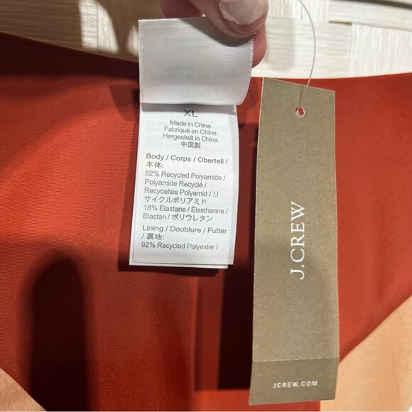 J. Crew Women’s Curved Waist Cheeky Bikini Bottom Size XL Rust Orange Boho Beach - Picture 5 of 10